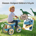 Xuanlur Kids Ride on Dinosaur Tricycle, Toddlers Kid Trike with Wide Flash Wheels, Anti Slip Pedals, Rear Basket, Music & LED Lights, Toddler Bike
